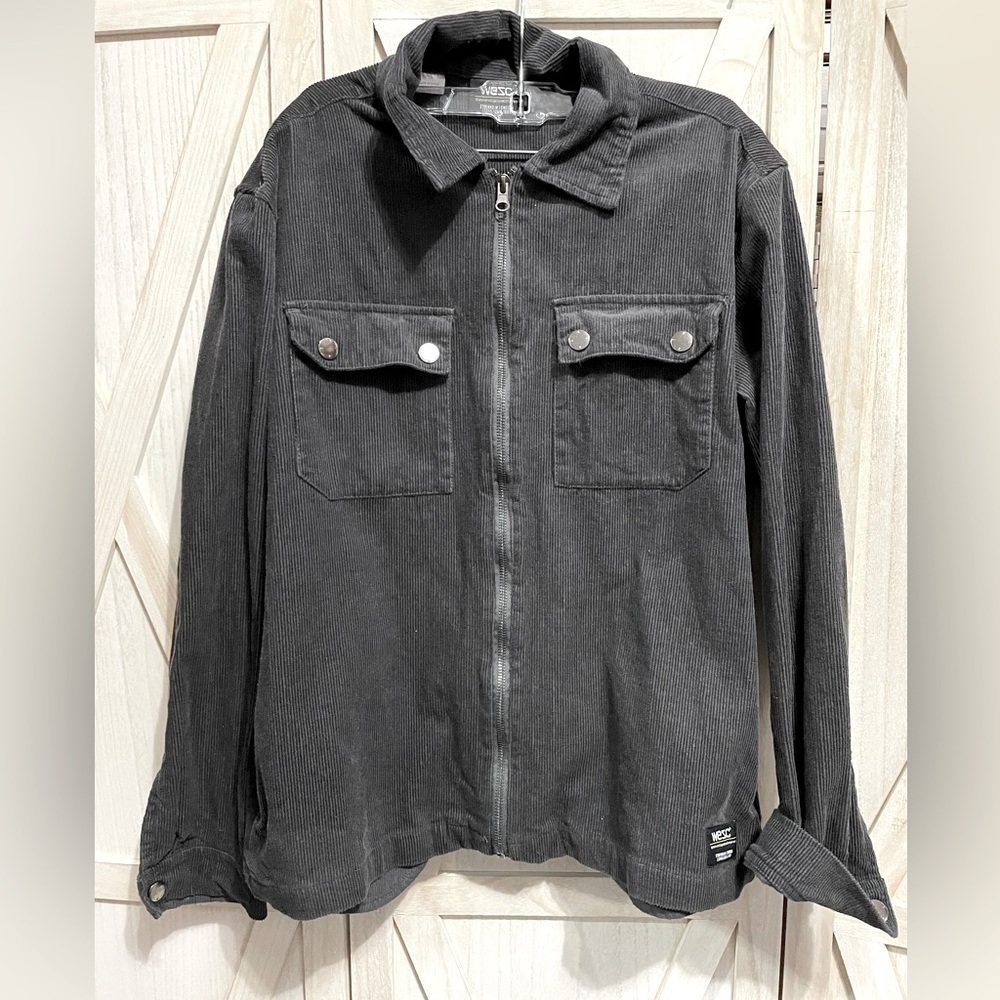 WESC Nick Cord Jacket Dark‎ Grey Unisex Corduroy Jacket Size M/L